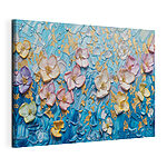 Stampa su tela Dipinto di fiori su fondo blu
