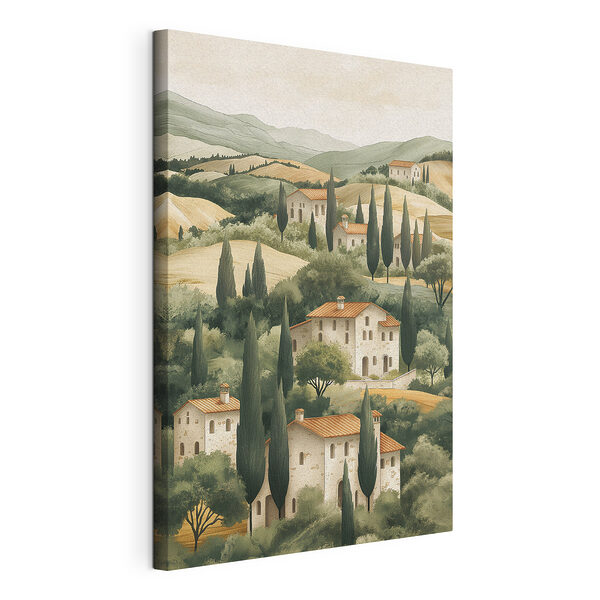 Paesaggio con case e alberi Stampa su tela Paesaggio con case e alberi