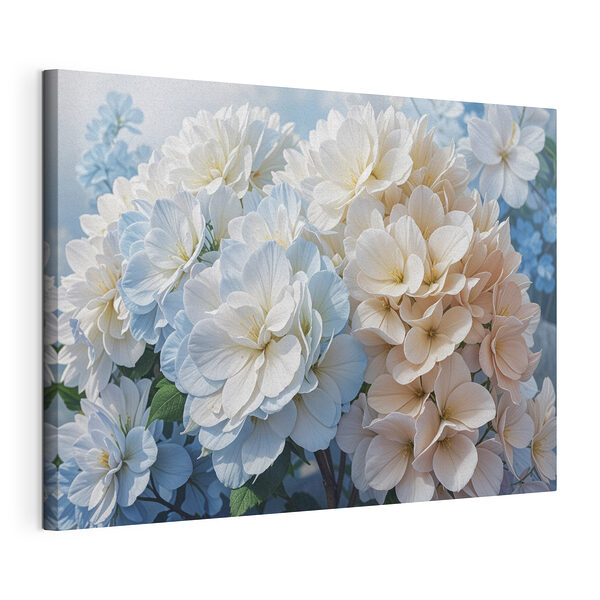 Stampa su tela Mazzo di fiori bianchi e blu