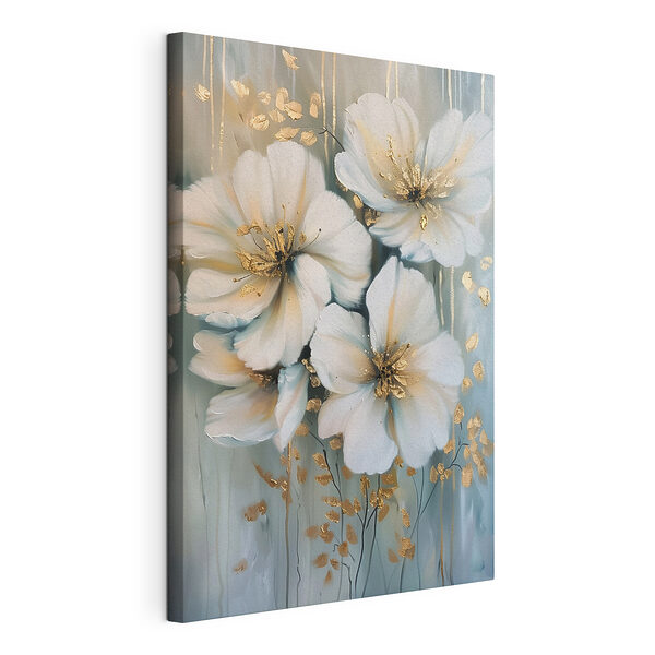 Stampa su tela Dipinto raffigurante fiori bianchi