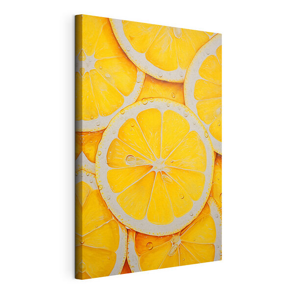 Stampa su tela Mazzo di limoni con gocce d'acqua