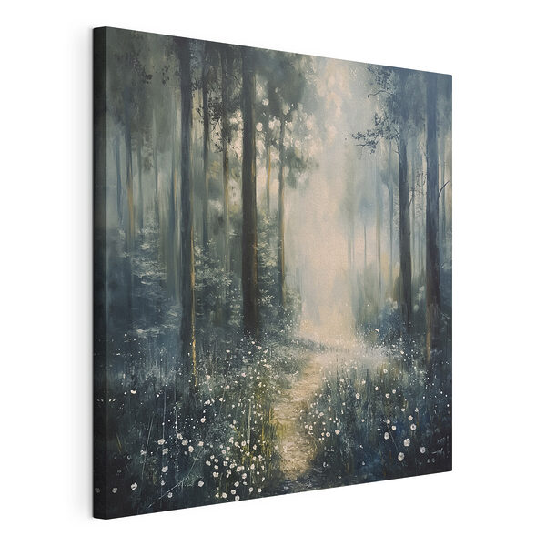 Stampa su tela Dipinto raffigurante una foresta con alberi e fiori (COD: s40227) Stampa su tela Stampa su tela Dipinto raffigurante una foresta con alberi e fiori (COD: s40227)