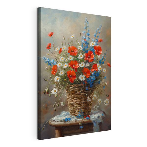 Dipinto raffigurante dei fiori in un cesto Stampa su tela Dipinto raffigurante dei fiori in un cesto