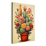 Stampa su tela Cactus e fiori in vaso