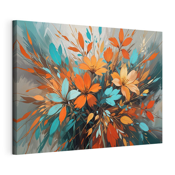Stampa su tela Dipinto di fiori e foglie