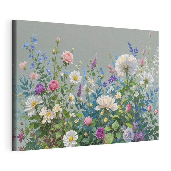Stampa su tela Composizione di fiori e foglie