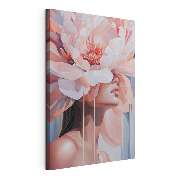 Stampa su tela Donna con dei fiori sulla testa