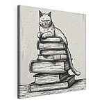 Stampa su tela Gatto seduto su una pila di libri
