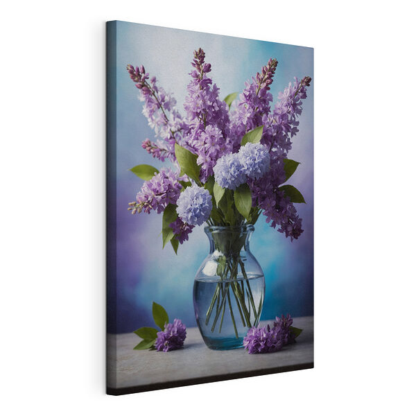 Stampa su tela Vaso con fiori viola