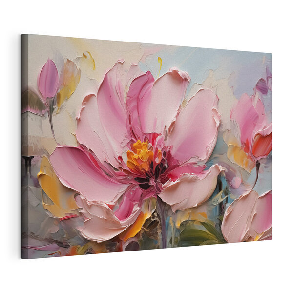 Stampa su tela Bellezza in fiore tra pennellate di colore