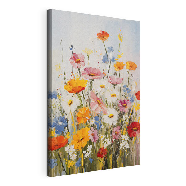 Stampa su tela Dipinto di fiori su una parete