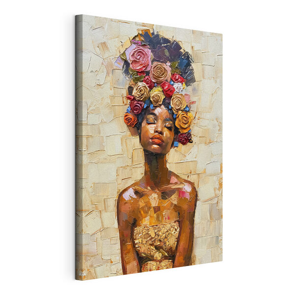 Dipinto raffigurante una donna con dei fiori tra i capelli Stampa su tela Dipinto raffigurante una donna con dei fiori tra i capelli