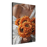 Stampa su tela Donna con dei girasoli in mano