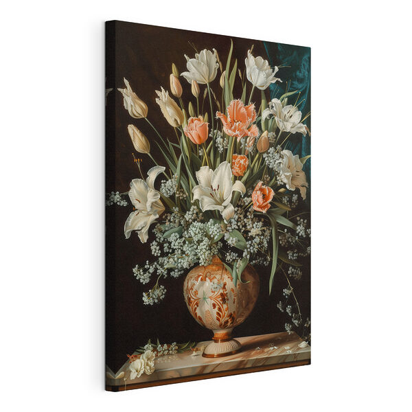Stampa su tela Dipinto raffigurante dei fiori in un vaso