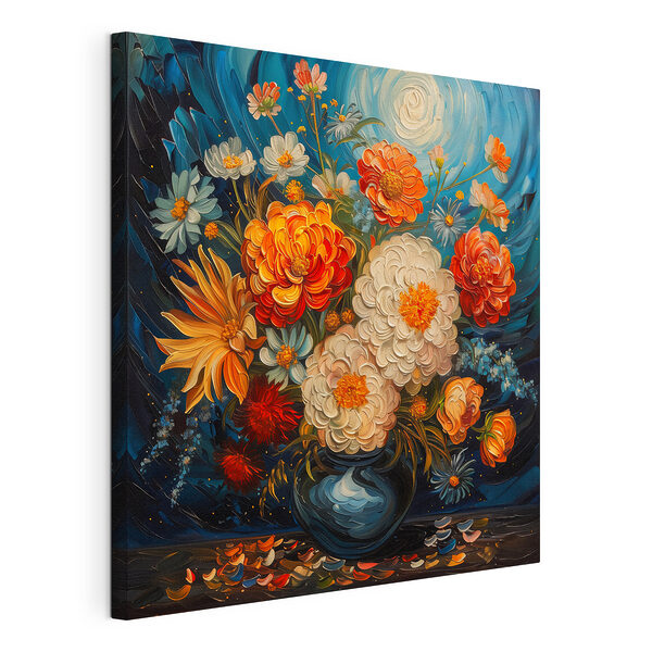 Stampa su tela Dipinto raffigurante dei fiori in un vaso