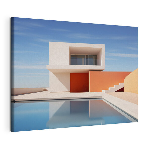 Casa con piscina Stampa su tela Casa con piscina