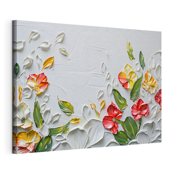 Stampa su tela Dipinto di fiori e foglie