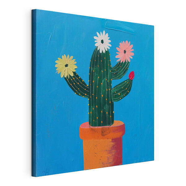 Stampa su tela Dipinto raffigurante un cactus in fiore