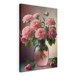 Stampa su tela Vaso con fiori rosa