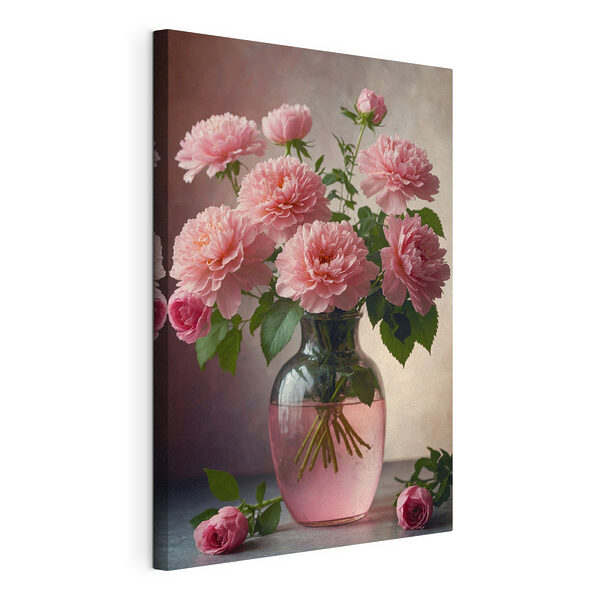 Stampa su tela Vaso con fiori rosa