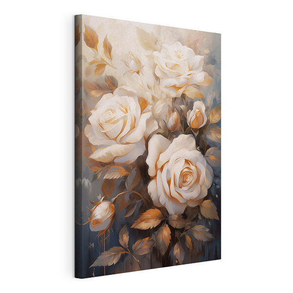 Stampa su tela Dipinto raffigurante rose bianche