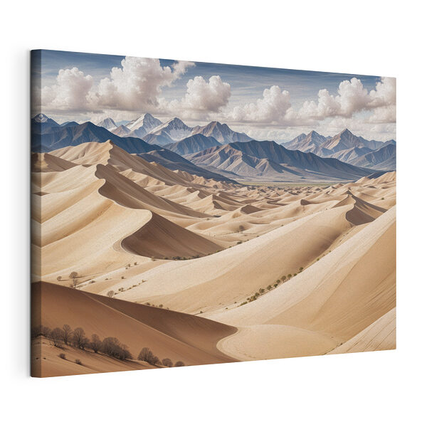 Stampa su tela Grandi dune sabbiose con le montagne sullo sfondo