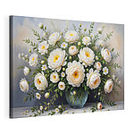 Stampa su tela Vaso con fiori bianchi