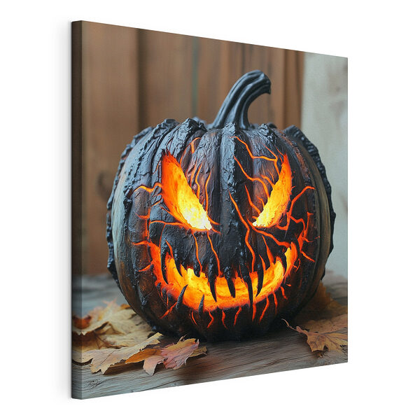 Stampa su tela Zucca intagliata con un volto e degli occhi