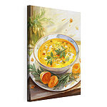 Stampa su tela Un piatto con una scodella di zuppa e verdure