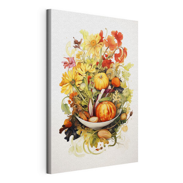 Stampa su tela Dipinto ad acquerello raffigurante verdure e fiori