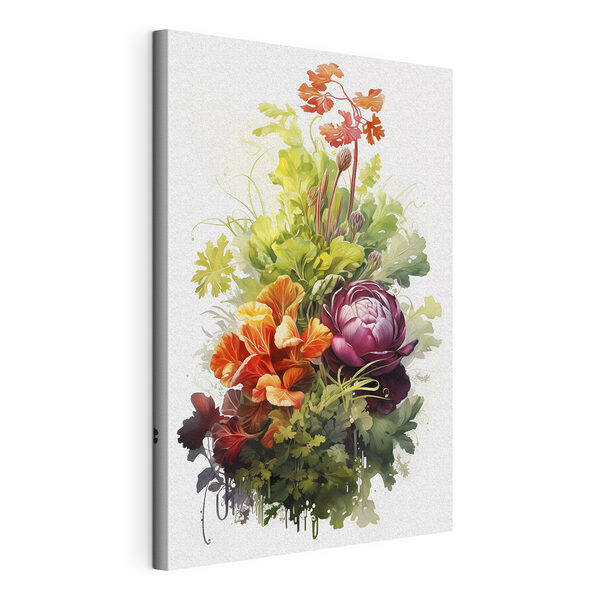 Stampa su tela Mazzo di fiori e foglie