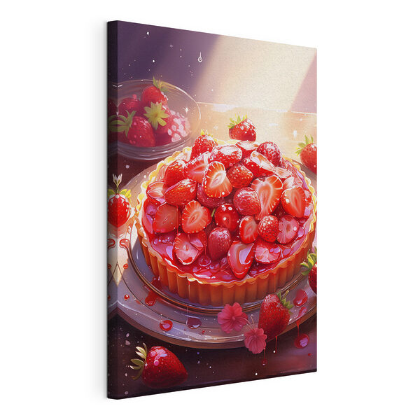 Torta alle fragole su un piatto Stampa su tela Torta alle fragole su un piatto
