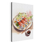 Stampa su tela Piatto di sushi con salsa e fiori