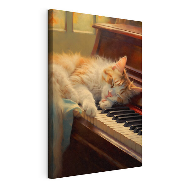 Stampa su tela Gatto che dorme su un pianoforte