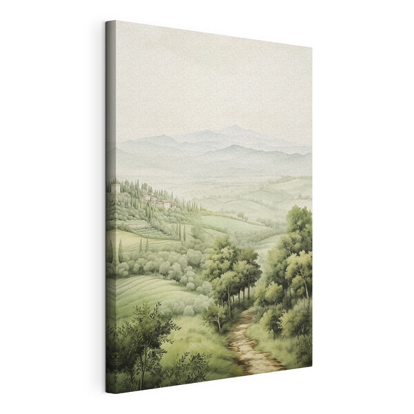 Stampa su tela Paesaggio con alberi e colline