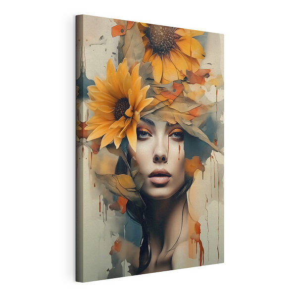 Donna con dei fiori tra i capelli Stampa su tela Donna con dei fiori tra i capelli