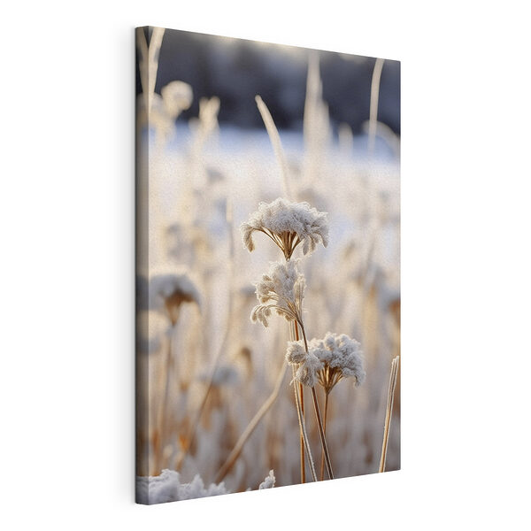Stampa su tela L'inverno sussurra tra i fiori ricoperti di brina