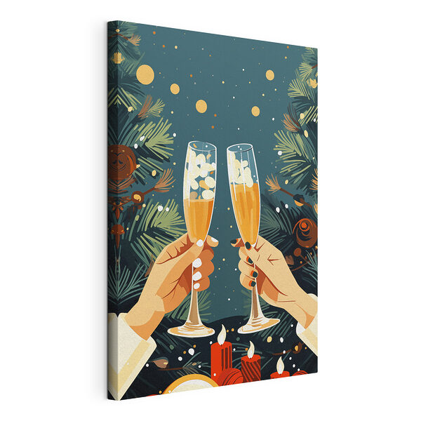 Un paio di mani che reggono dei calici di champagne Stampa su tela Un paio di mani che reggono dei calici di champagne