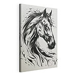 Stampa su tela Disegno in bianco e nero di un cavallo
