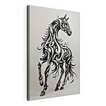Stampa su tela Cavallo bianco e nero con volute