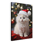 Stampa su tela Gattino bianco con un cappellino da Babbo Natale
