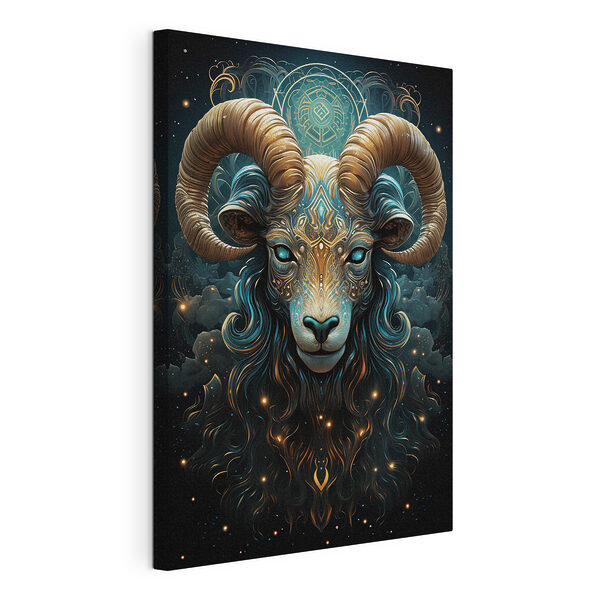 Dipinto raffigurante un ariete con un motivo decorativo Stampa su tela Dipinto raffigurante un ariete con un motivo decorativo