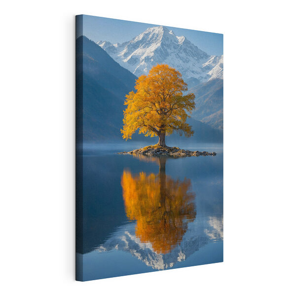 Stampa su tela Albero su un'isola in un lago