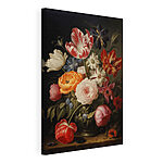 Stampa su tela Dipinto di fiori su sfondo nero