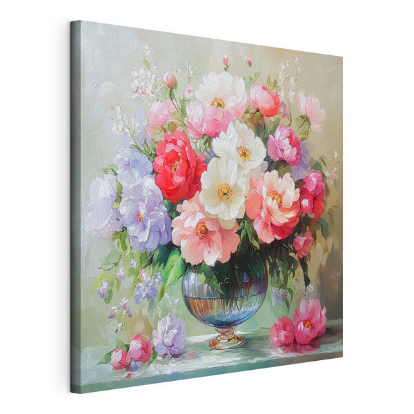 Stampa su tela Dipinto raffigurante dei fiori in un vaso