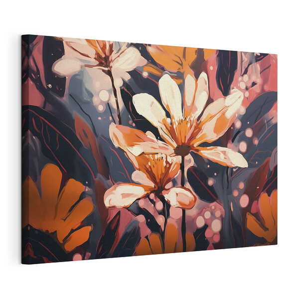 Stampa su tela Dipinto di fiori e foglie
