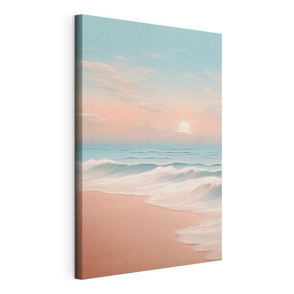 Stampa su tela Spiaggia con le onde e il tramonto