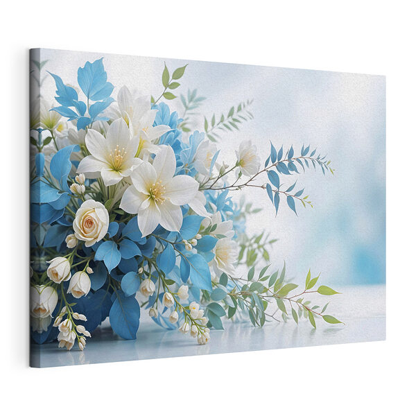 Stampa su tela Mazzo di fiori bianchi e blu