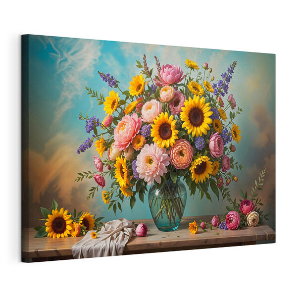 Stampa su tela Vaso di fiori su un tavolo