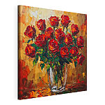 Stampa su tela Dipinto raffigurante un mazzo di rose rosse